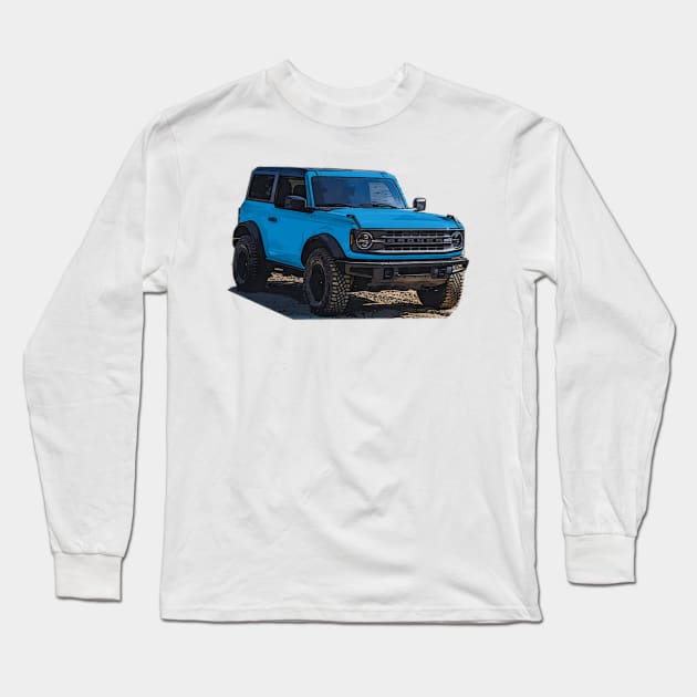 2021 Velocity Blue Ford Bronco 2 Door Long Sleeve T-Shirt by Woreth